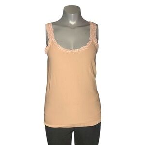 Brown Lace Trim Tank Top